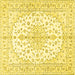 Square Machine Washable Medallion Yellow Traditional Rug, wshtr489yw