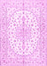 Machine Washable Medallion Pink Traditional Rug, wshtr489pnk