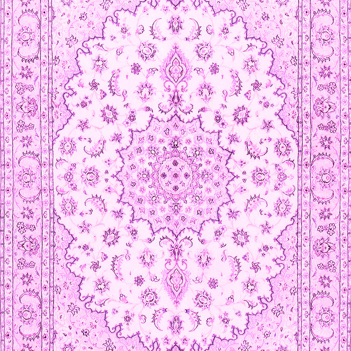 Machine Washable Medallion Pink Traditional Rug, wshtr489pnk