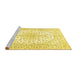 Sideview of Machine Washable Medallion Yellow Traditional Rug, wshtr489yw