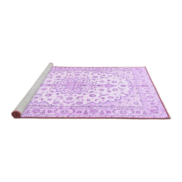 Sideview of Machine Washable Medallion Purple Traditional Area Rugs, wshtr489pur