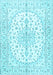 Machine Washable Medallion Light Blue Traditional Rug, wshtr489lblu