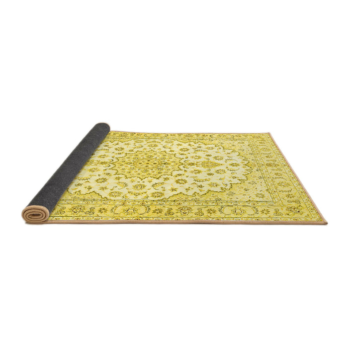 Sideview of Medallion Yellow Traditional Rug, tr489yw
