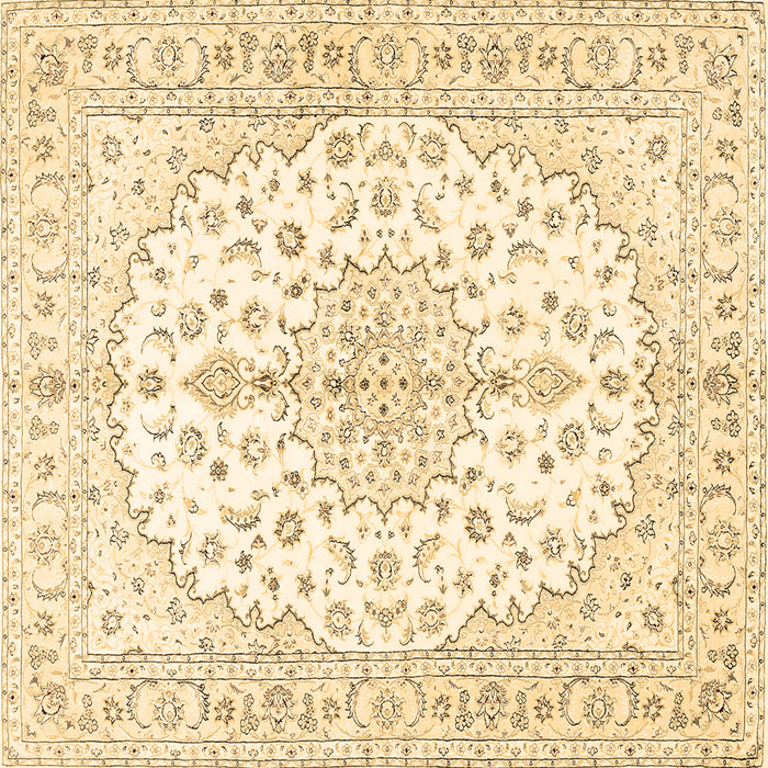Square Machine Washable Medallion Brown Traditional Rug, wshtr489brn