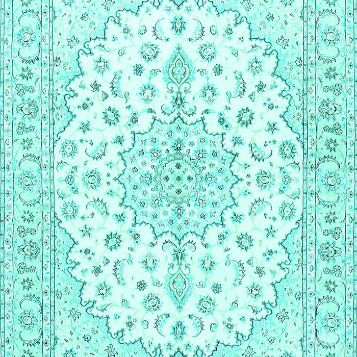 Machine Washable Medallion Turquoise Traditional Area Rugs, wshtr489turq