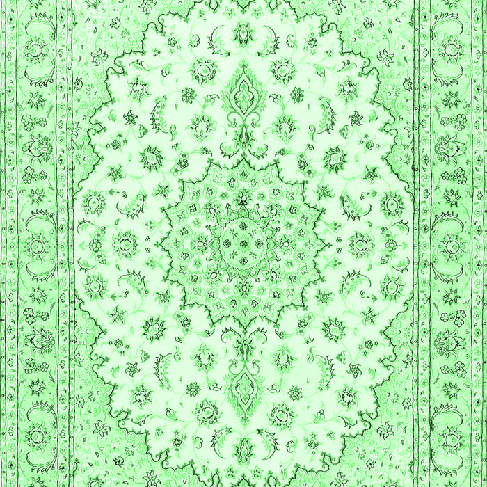 Machine Washable Medallion Emerald Green Traditional Area Rugs, wshtr489emgrn