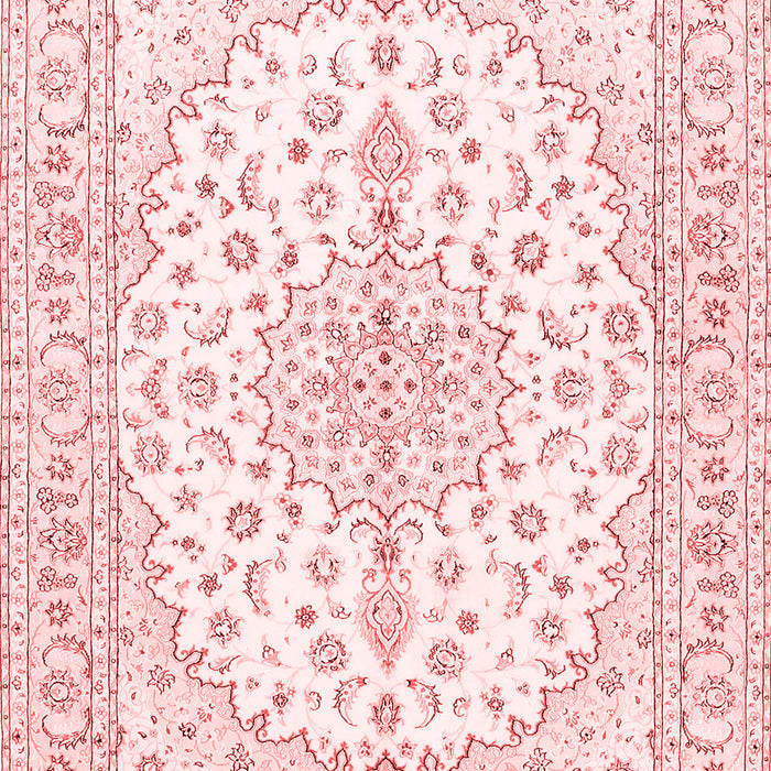 Machine Washable Medallion Red Traditional Rug, wshtr489red