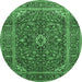 Round Medallion Emerald Green Traditional Rug, tr48emgrn