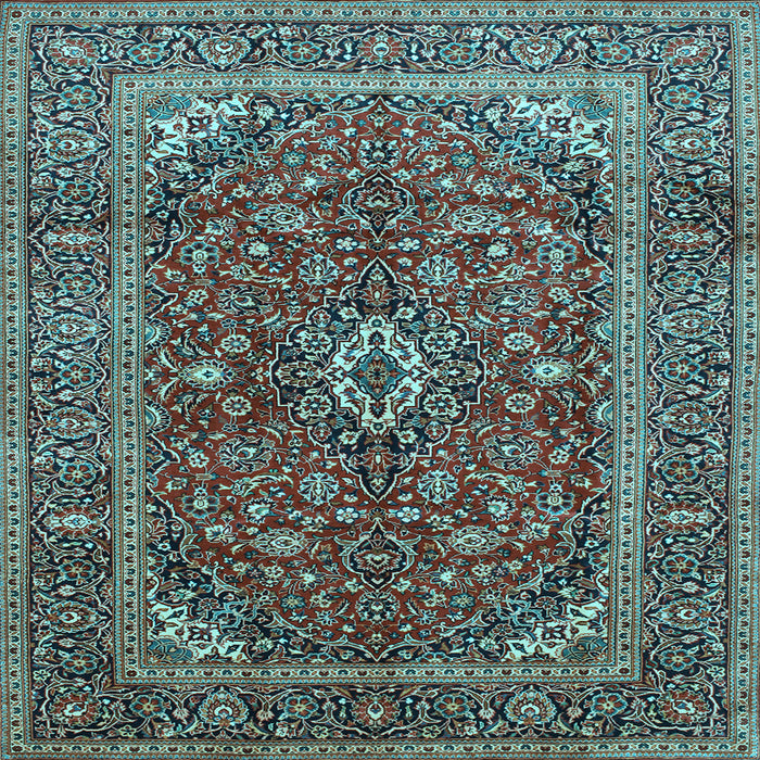 Square Medallion Light Blue Traditional Rug, tr48lblu