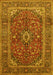 Machine Washable Medallion Yellow Traditional Rug, wshtr48yw