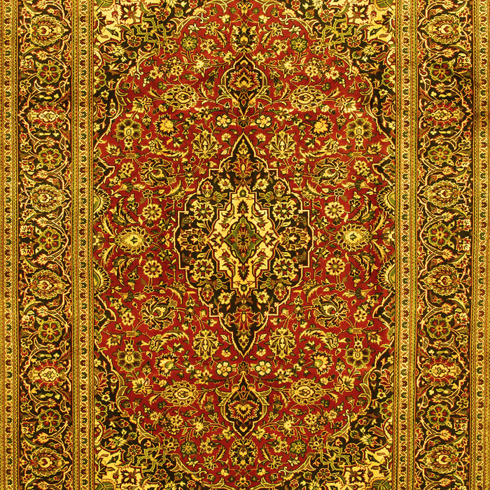Machine Washable Medallion Yellow Traditional Rug, wshtr48yw
