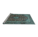 Sideview of Machine Washable Medallion Light Blue Traditional Rug, wshtr48lblu