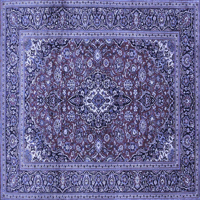 Square Machine Washable Medallion Blue Traditional Rug, wshtr48blu