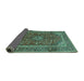 Sideview of Medallion Turquoise Traditional Rug, tr48turq