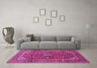 Machine Washable Medallion Pink Traditional Rug in a Living Room, wshtr48pnk