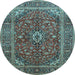 Round Medallion Light Blue Traditional Rug, tr48lblu