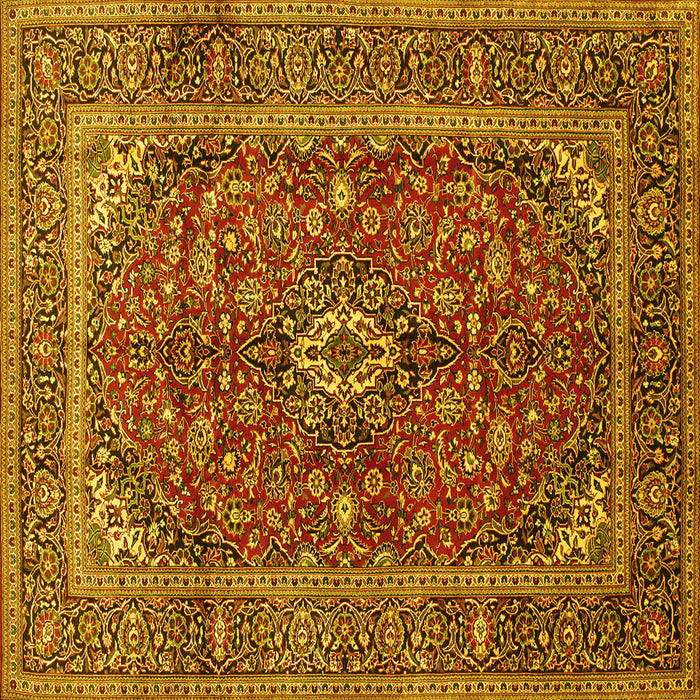 Square Medallion Yellow Traditional Rug, tr48yw