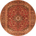 Square Medallion Orange Traditional Rug, tr48org