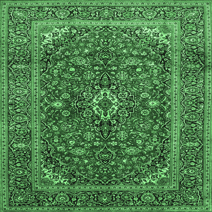 Square Medallion Emerald Green Traditional Rug, tr48emgrn