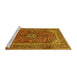 Sideview of Machine Washable Medallion Yellow Traditional Rug, wshtr48yw