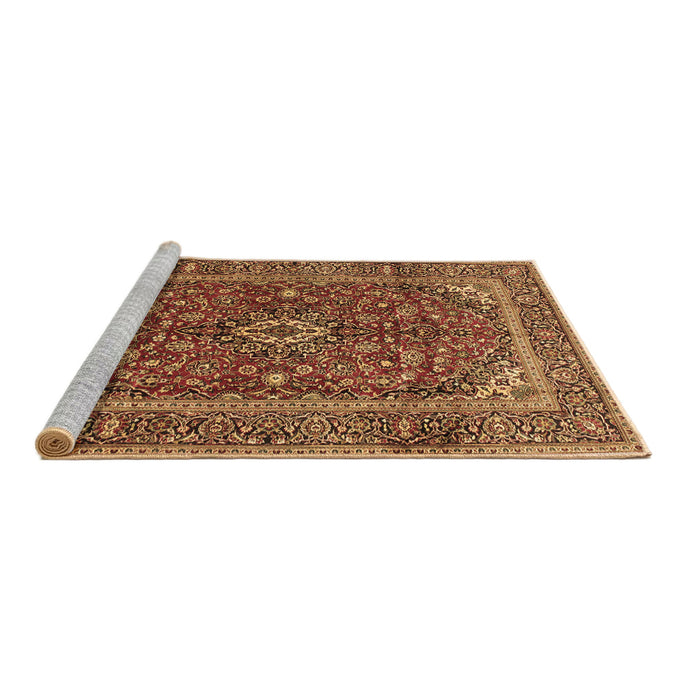 Sideview of Machine Washable Medallion Brown Traditional Rug, wshtr48brn