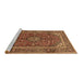 Sideview of Machine Washable Medallion Brown Traditional Rug, wshtr48brn