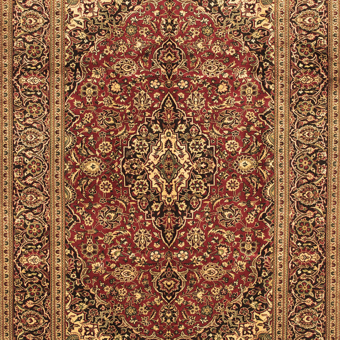 Machine Washable Medallion Brown Traditional Rug, wshtr48brn