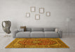 Machine Washable Medallion Yellow Traditional Rug in a Living Room, wshtr48yw