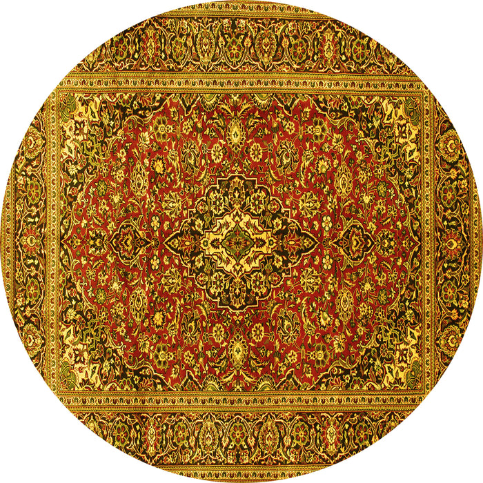 Round Medallion Yellow Traditional Rug, tr48yw