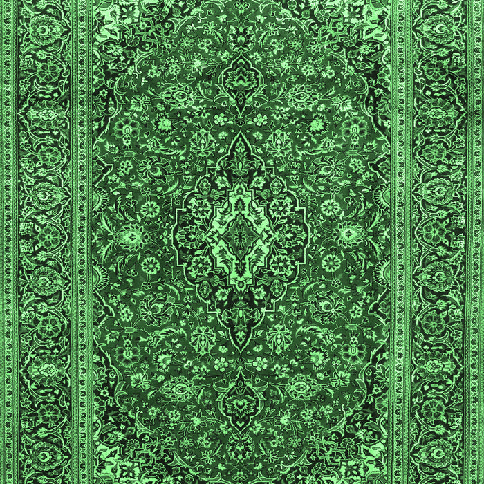 Machine Washable Medallion Emerald Green Traditional Area Rugs, wshtr48emgrn