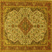 Square Medallion Yellow Traditional Rug, tr490yw