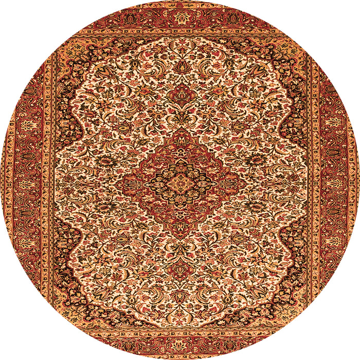 Machine Washable Medallion Orange Traditional Area Rugs, wshtr490org