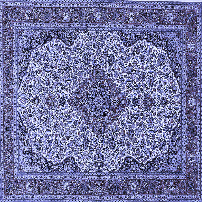 Square Machine Washable Medallion Blue Traditional Rug, wshtr490blu