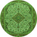 Machine Washable Medallion Green Traditional Area Rugs, wshtr490grn