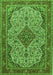 Serging Thickness of Machine Washable Medallion Green Traditional Area Rugs, wshtr490grn