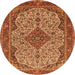 Square Medallion Orange Traditional Rug, tr490org