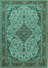 Medallion Turquoise Traditional Rug, tr490turq