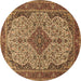 Round Medallion Brown Traditional Rug, tr490brn