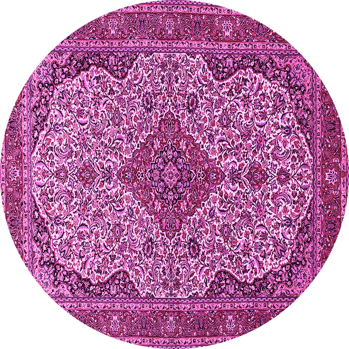 Round Medallion Pink Traditional Rug, tr490pnk