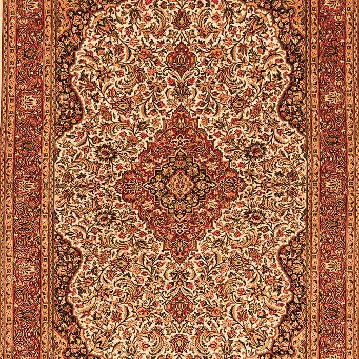 Serging Thickness of Machine Washable Medallion Orange Traditional Area Rugs, wshtr490org