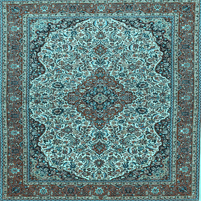 Square Medallion Light Blue Traditional Rug, tr490lblu