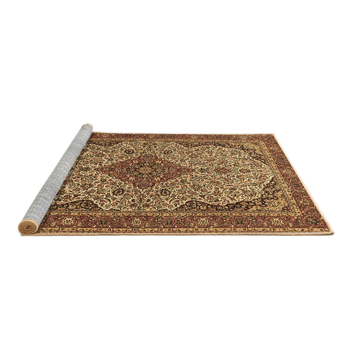 Sideview of Machine Washable Medallion Brown Traditional Rug, wshtr490brn