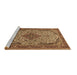 Sideview of Machine Washable Medallion Brown Traditional Rug, wshtr490brn