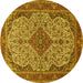 Round Medallion Yellow Traditional Rug, tr490yw