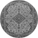 Machine Washable Medallion Gray Traditional Rug, wshtr490gry