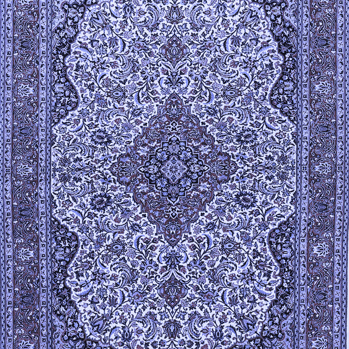 Machine Washable Medallion Blue Traditional Rug, wshtr490blu