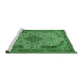 Sideview of Machine Washable Medallion Emerald Green Traditional Area Rugs, wshtr490emgrn