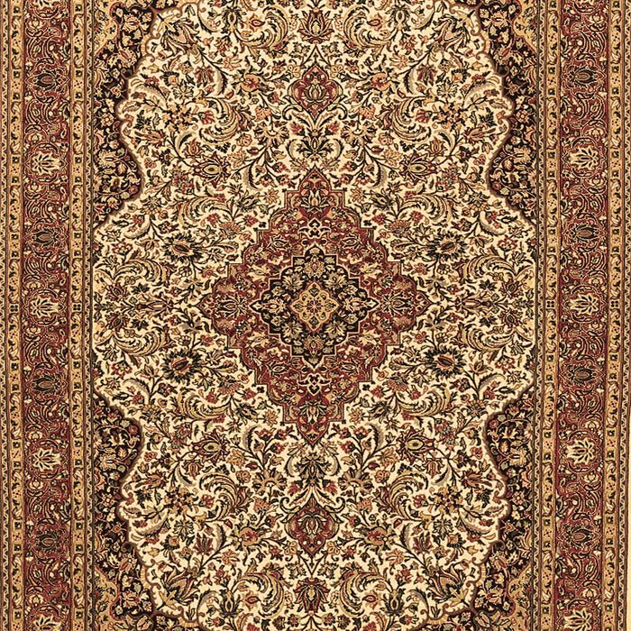 Machine Washable Medallion Brown Traditional Rug, wshtr490brn
