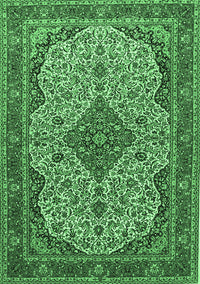 Medallion Emerald Green Traditional Rug, tr490emgrn