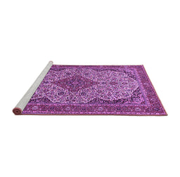 Sideview of Machine Washable Medallion Purple Traditional Area Rugs, wshtr490pur